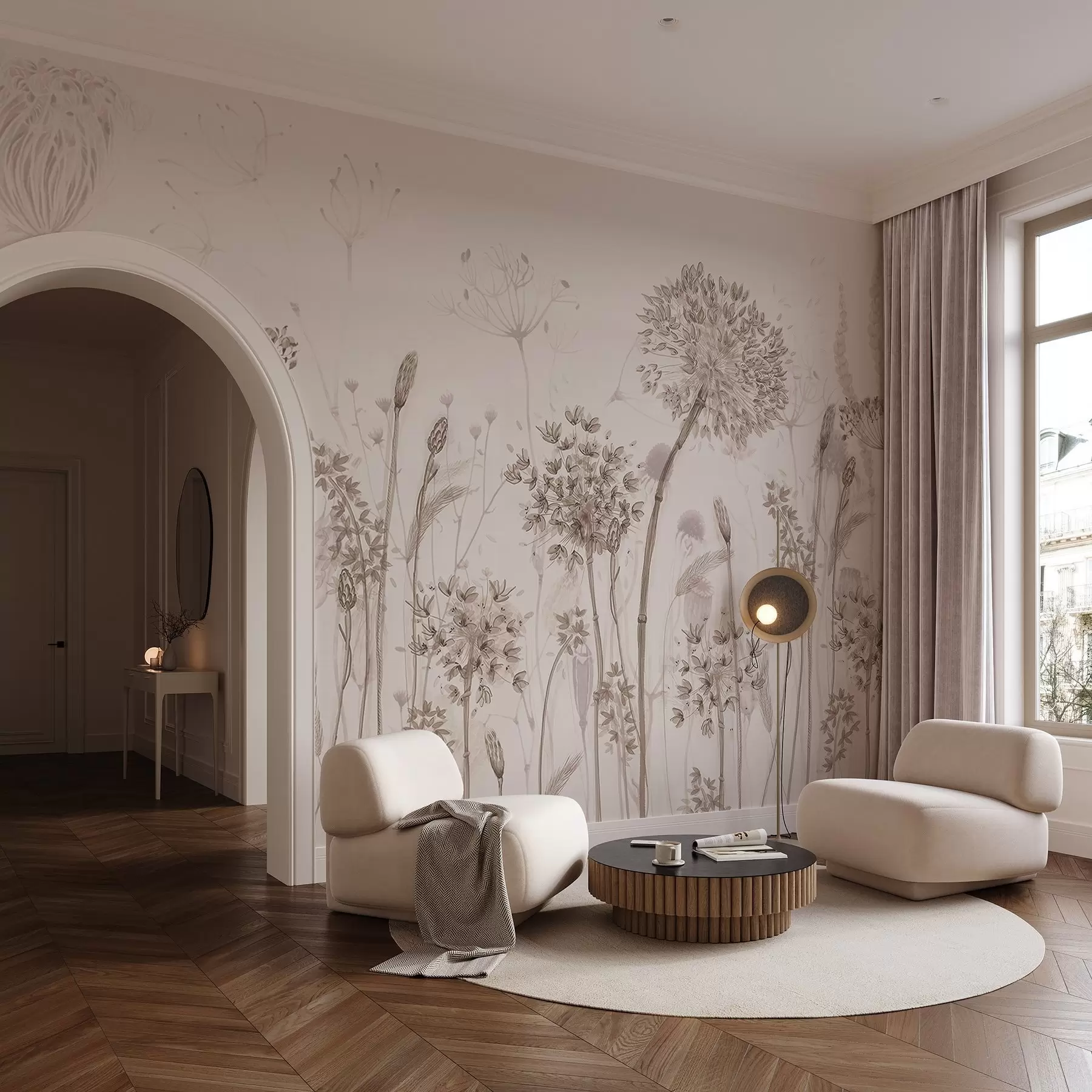wall murals Ваздушни маслачак и дивље цвеће у акварел стилу w08637