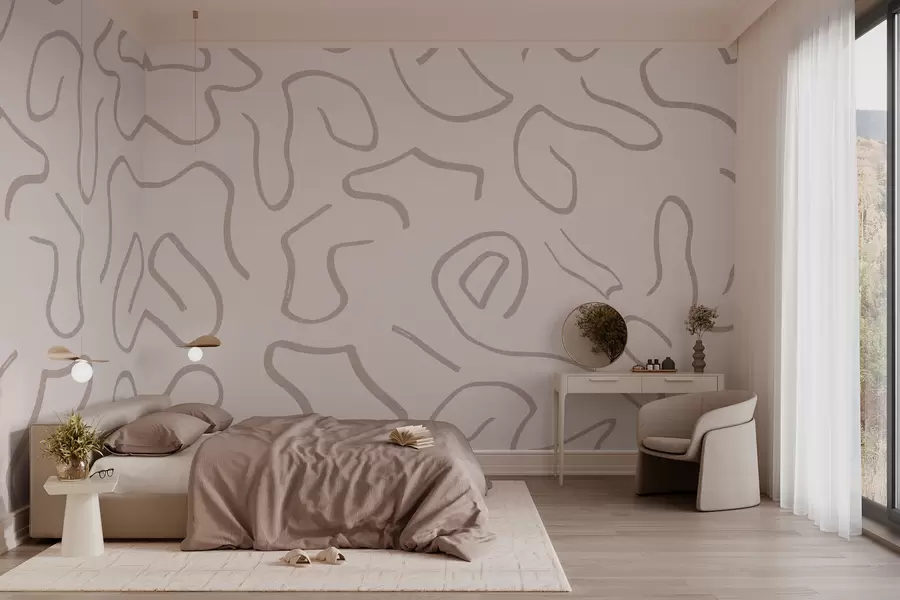 wall murals Линије и локне у нежној боји w02915v2