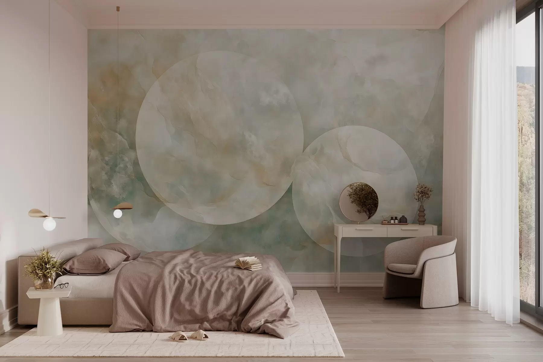 wall murals Апстрактне тапете са великим круговима у стилу седефа w02907