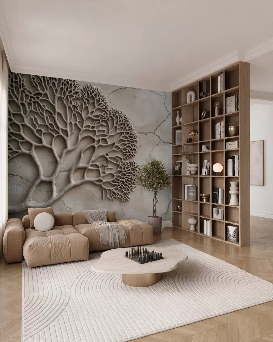 wall murals Odjeci rezbarenog lišća w02908