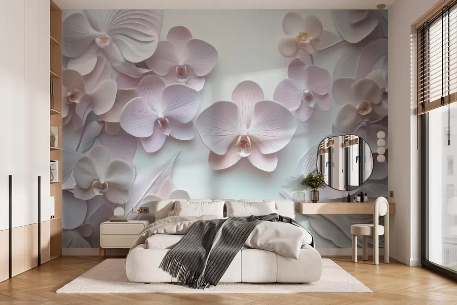 wall murals Деликатно цвеће архидије светлих боја са 3Д имитацијом  w02912