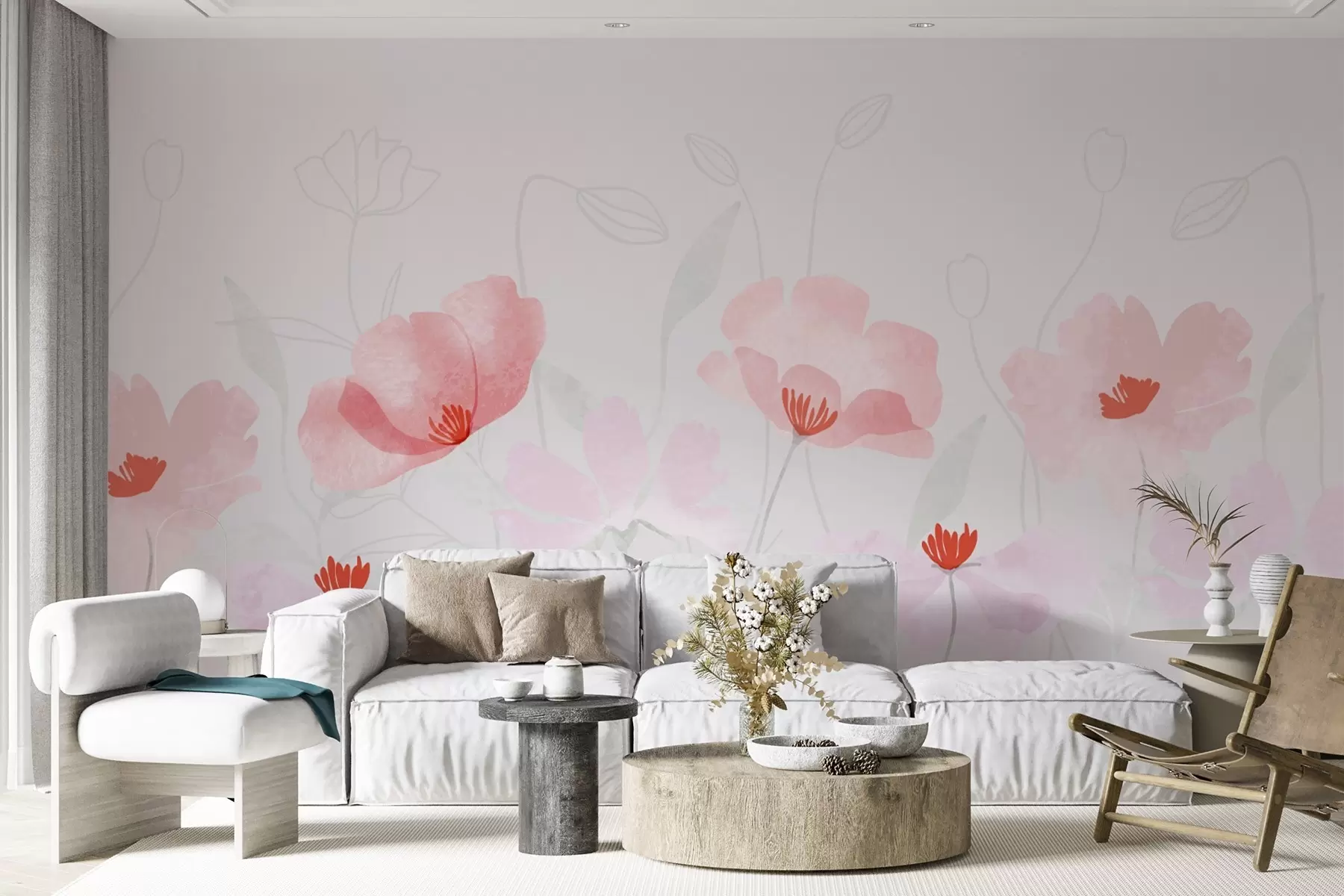 wall murals Осликано розе цвеће w02959
