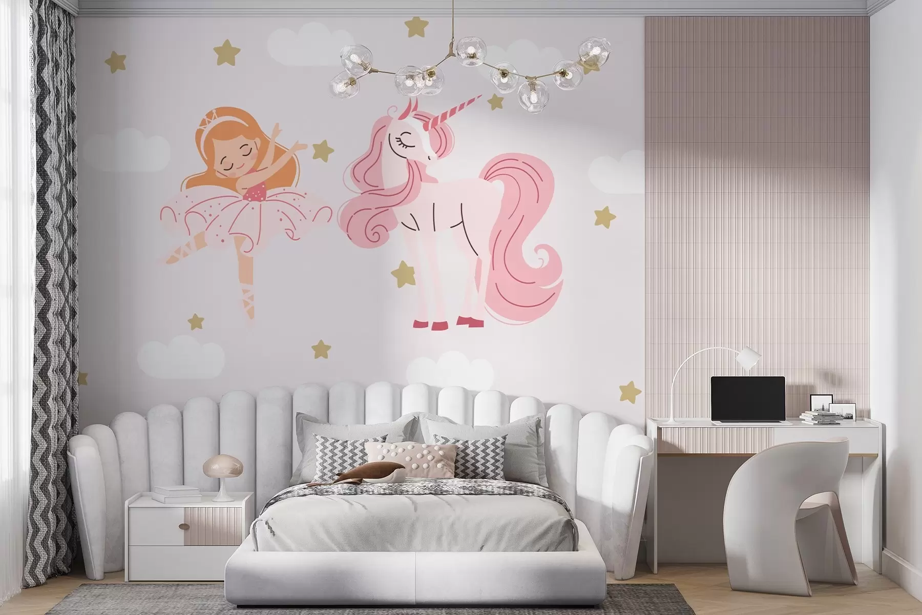 wall murals Девојка балерина и једнорог w02966