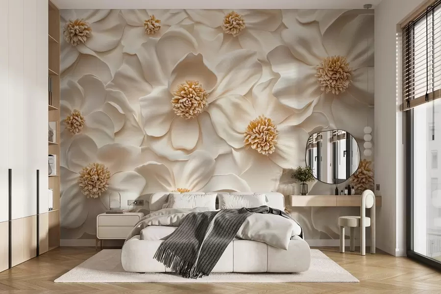 wall murals 3Д беж цветна композиција са жутим акцентима w08691
