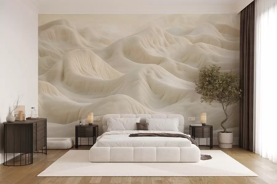 wall murals Светло беж пејзаж са валовитим брдима и динама w08693v1