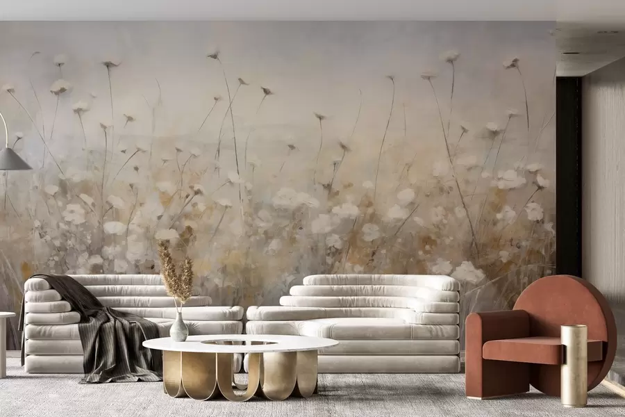 wall murals Бетонски зид у цвећу у грунге стилу w02972