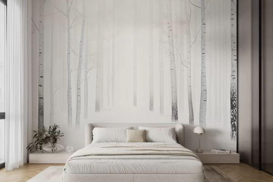 wall murals Густа снежна шума зими w08712