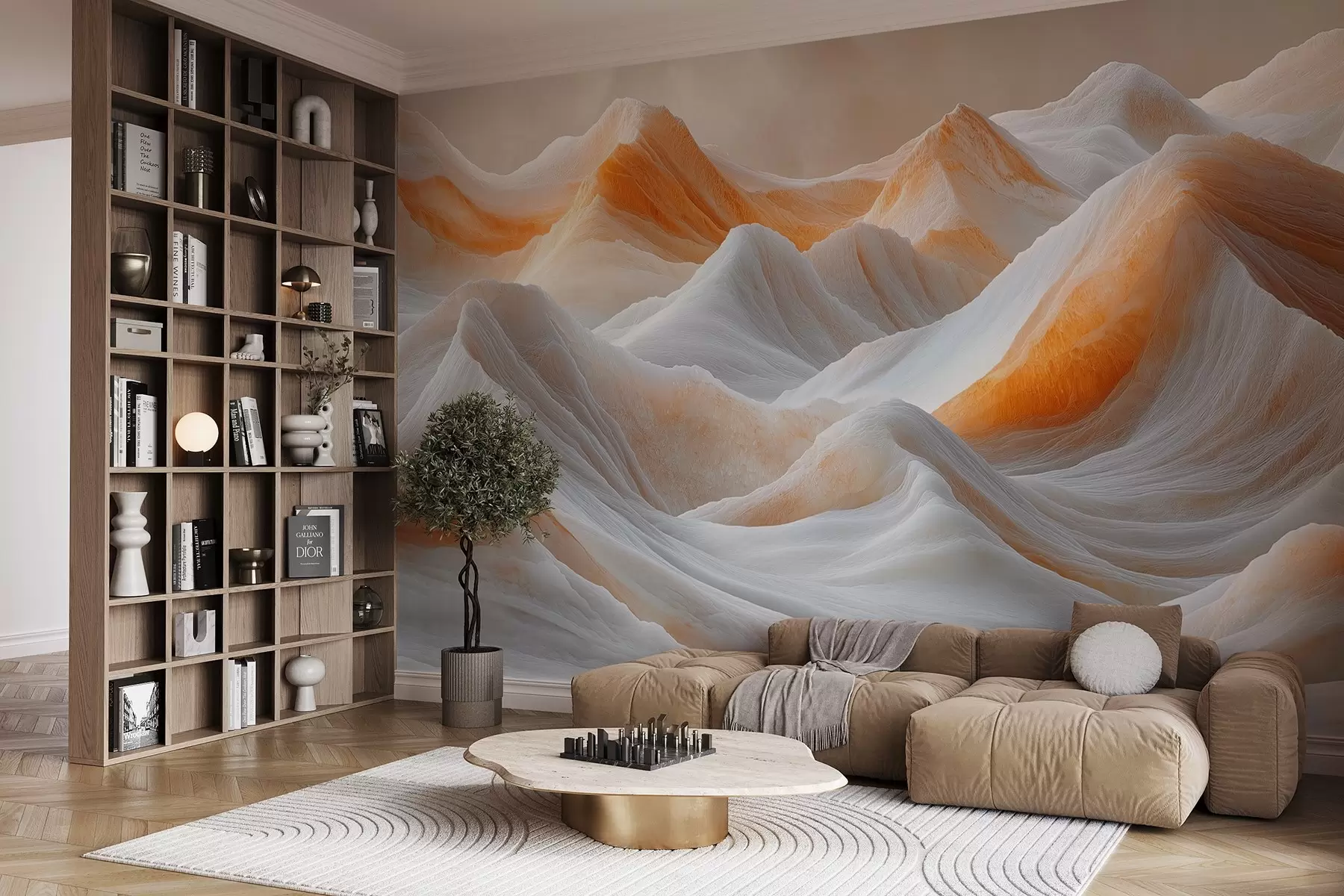 wall murals Планинска брда у наранџасто-сивим тоновима w08722
