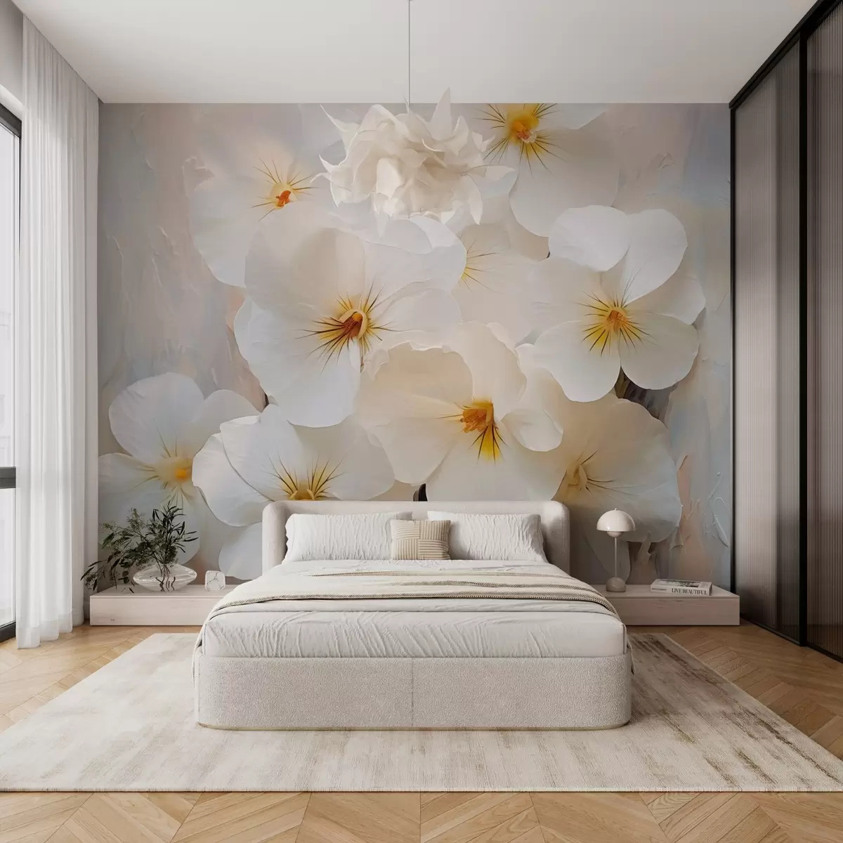 wall murals Слика имитације беле љубичице w03028