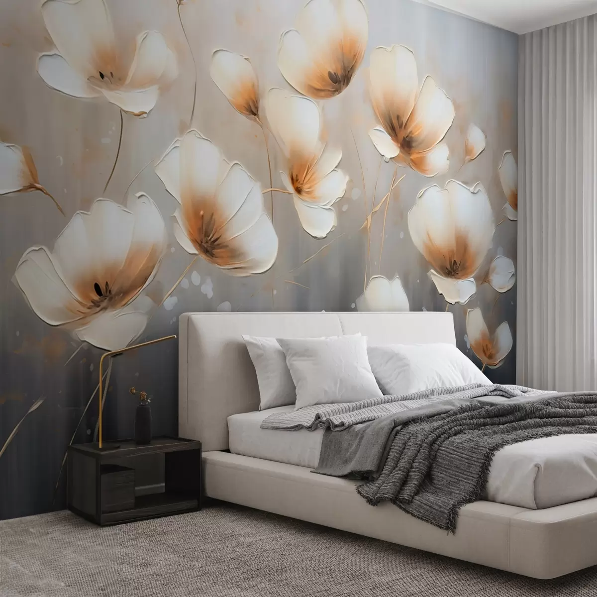 wall murals Елегантно цвеће са деликатним, меким латицама у беж-плавим нијансама w08746v1