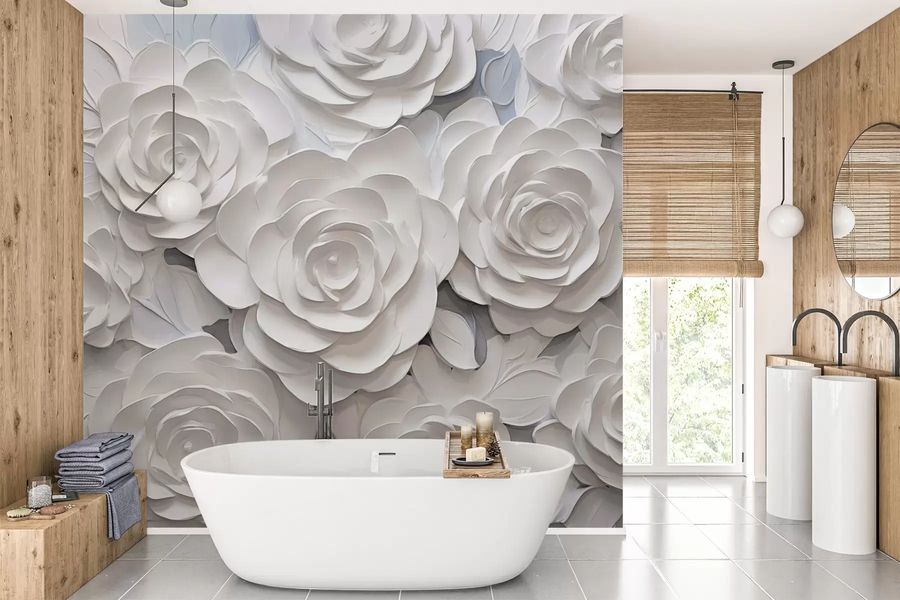 wall murals Беле апстрактне руже w03070