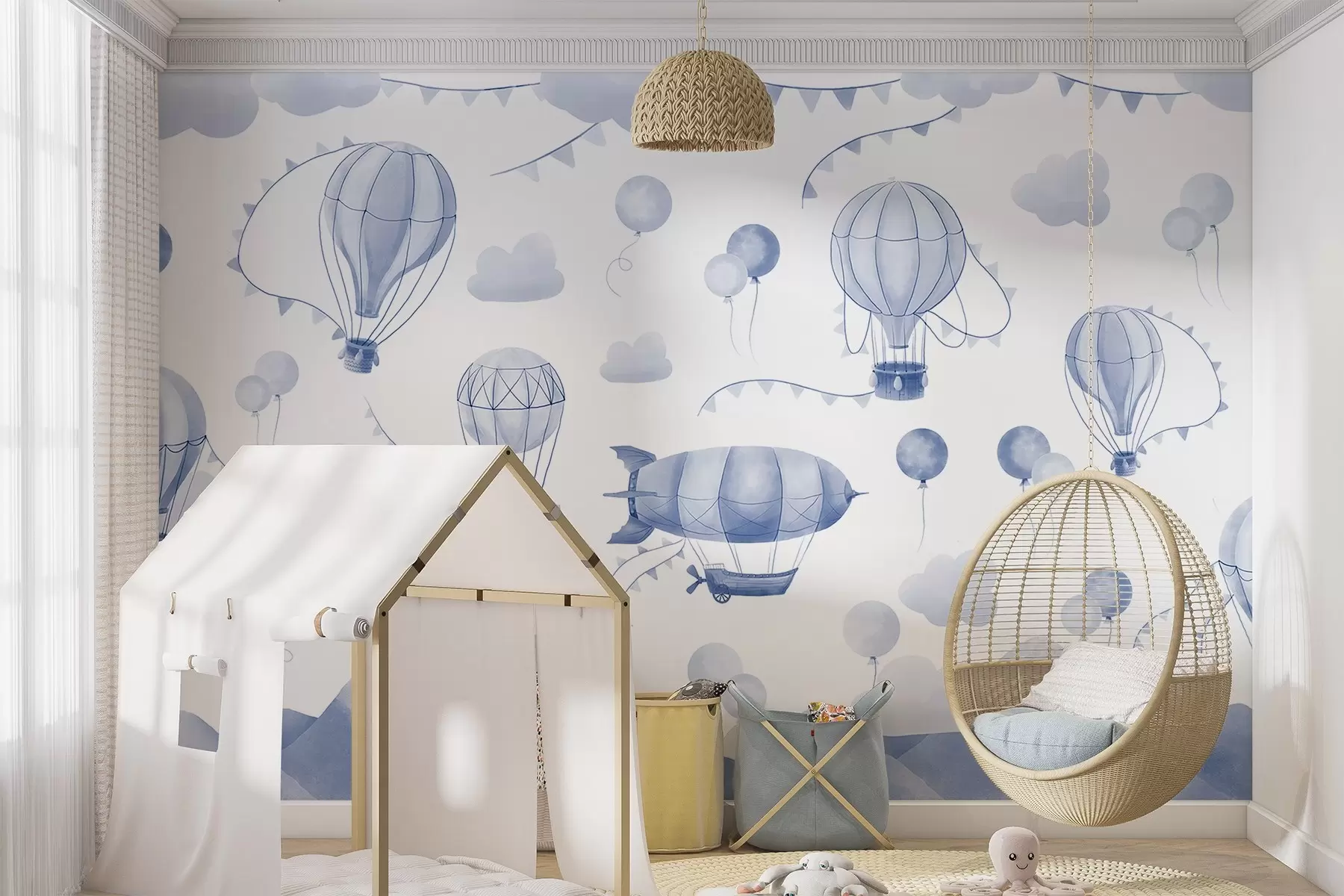 wall murals Дечији акварел дизајн са балонима w08765v2