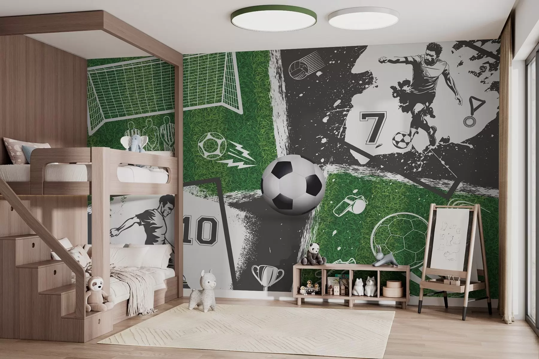 wall murals Фудбалери, лопта и терен w03121