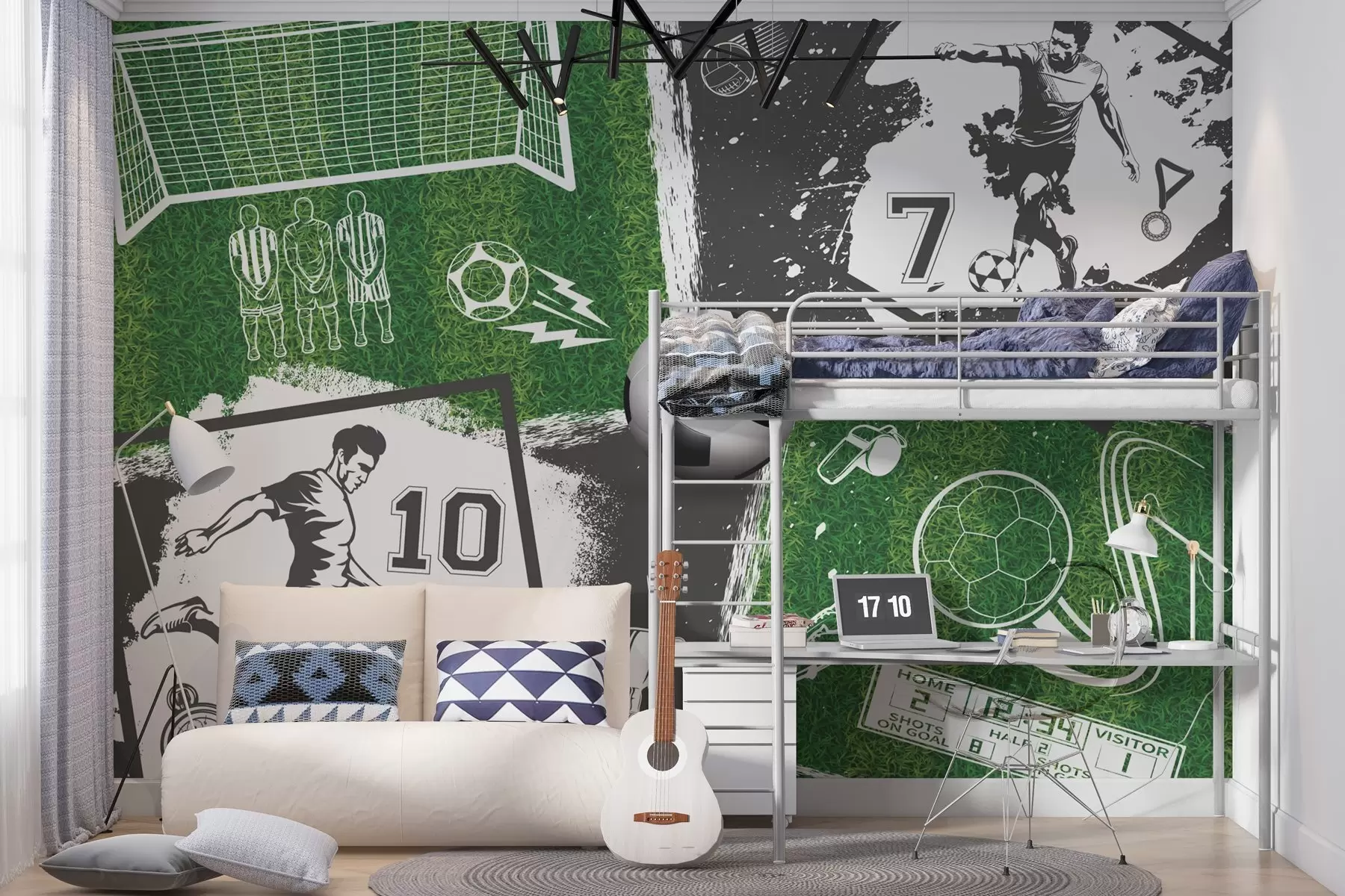 wall murals Фудбалери, лопта и терен w03121