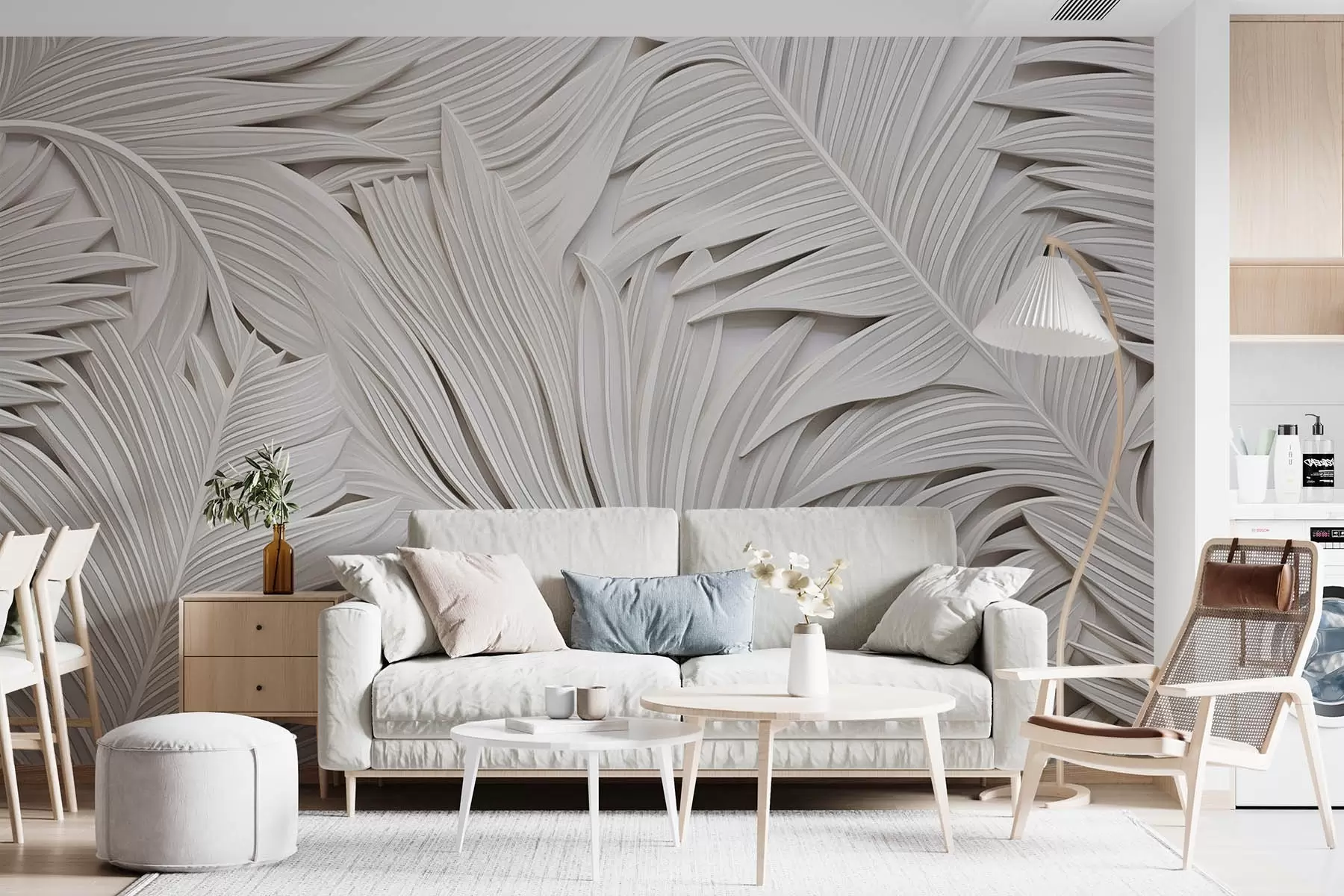 wall murals Имитација калупа, велике гране тропских биљака w08795