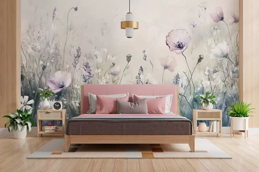 wall murals нежно прозрачно пољско цвеће у техници сликања w03113