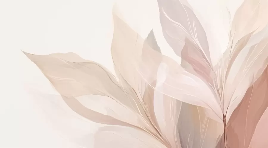 wall murals Апстрактна слика лишћа у светлим бојама w03135