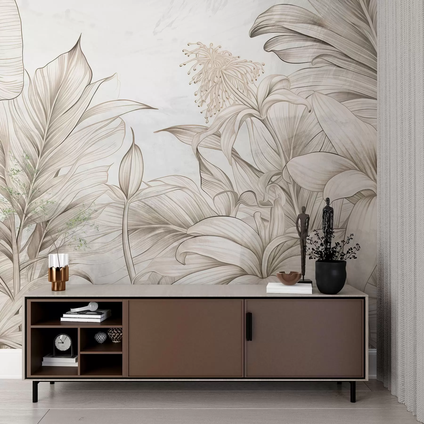 wall murals Детаљни листови у грунге стилу w03201
