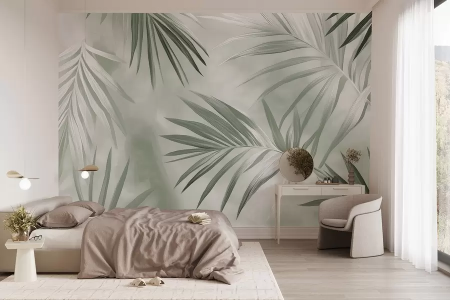 wall murals Тропско лишће апстракција, палма, зелена палета боја  w03153v2