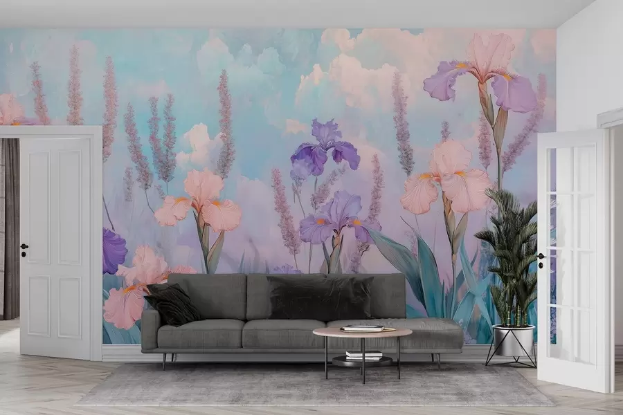 wall murals Оли стил цртање цвећа, летња ливада, цвеће w03154