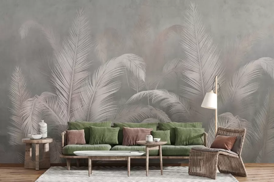 wall murals Тропско палмино лишће у грунге стилу w03250v1