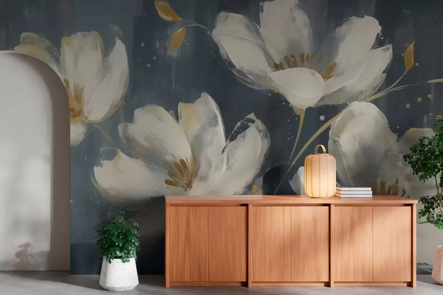 wall murals Велики бели цветови w03228
