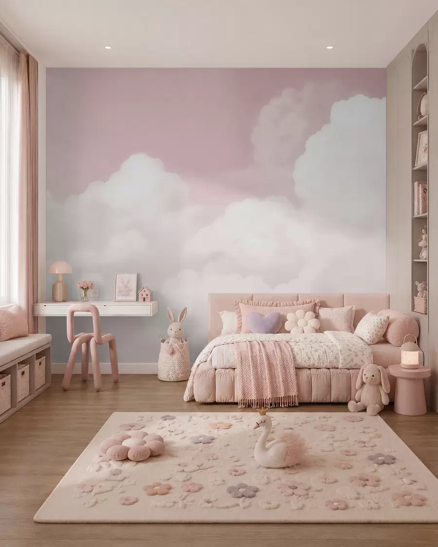 wall murals Oblaci u puder ružičastoj w03301