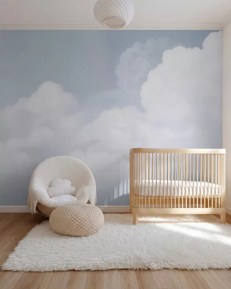 wall murals Oblaci u puder plavoj w03301v1