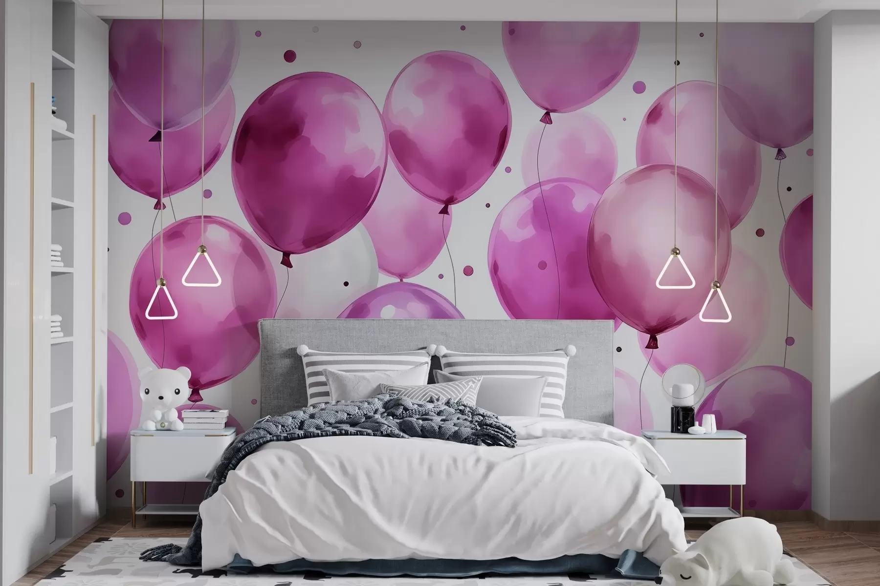wall murals Ружичасти ваздушни балони осликани акварелом w03330v1