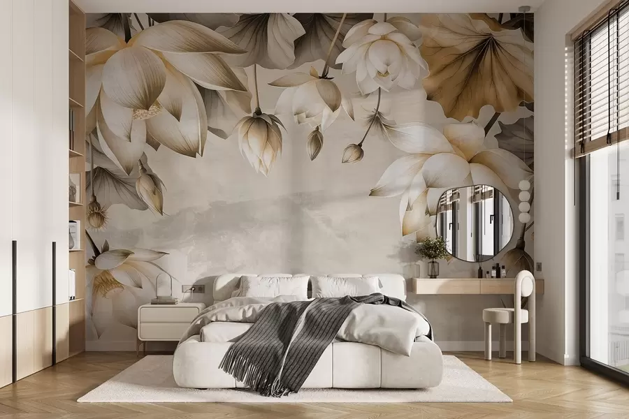 wall murals Бујни букет лотоса који виси одозго w03340v2