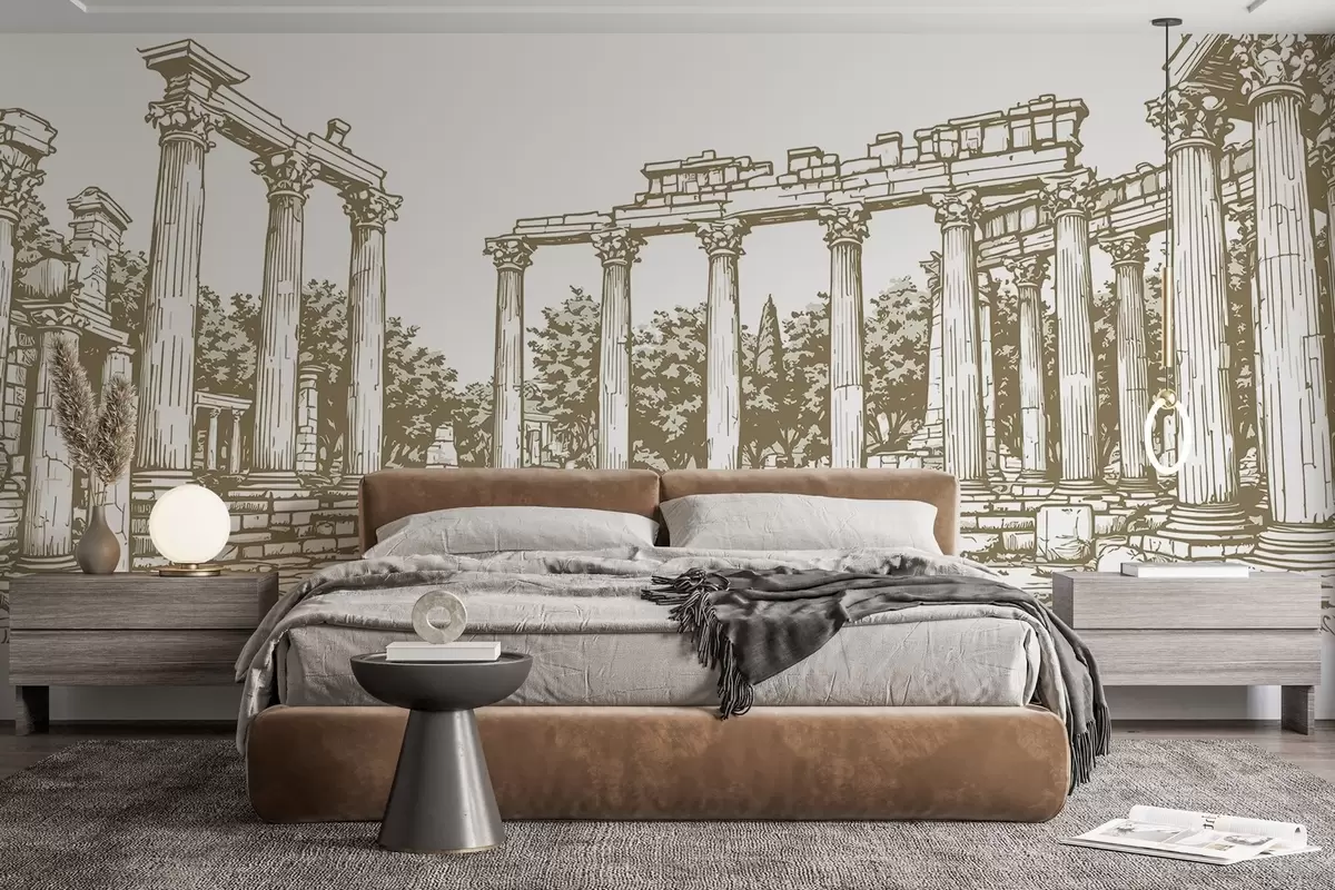 wall murals Ручно нацртани уништени град w03341v1