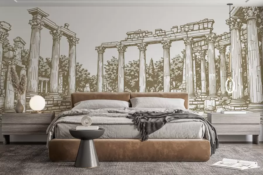 wall murals Ручно нацртани уништени град w03341v1
