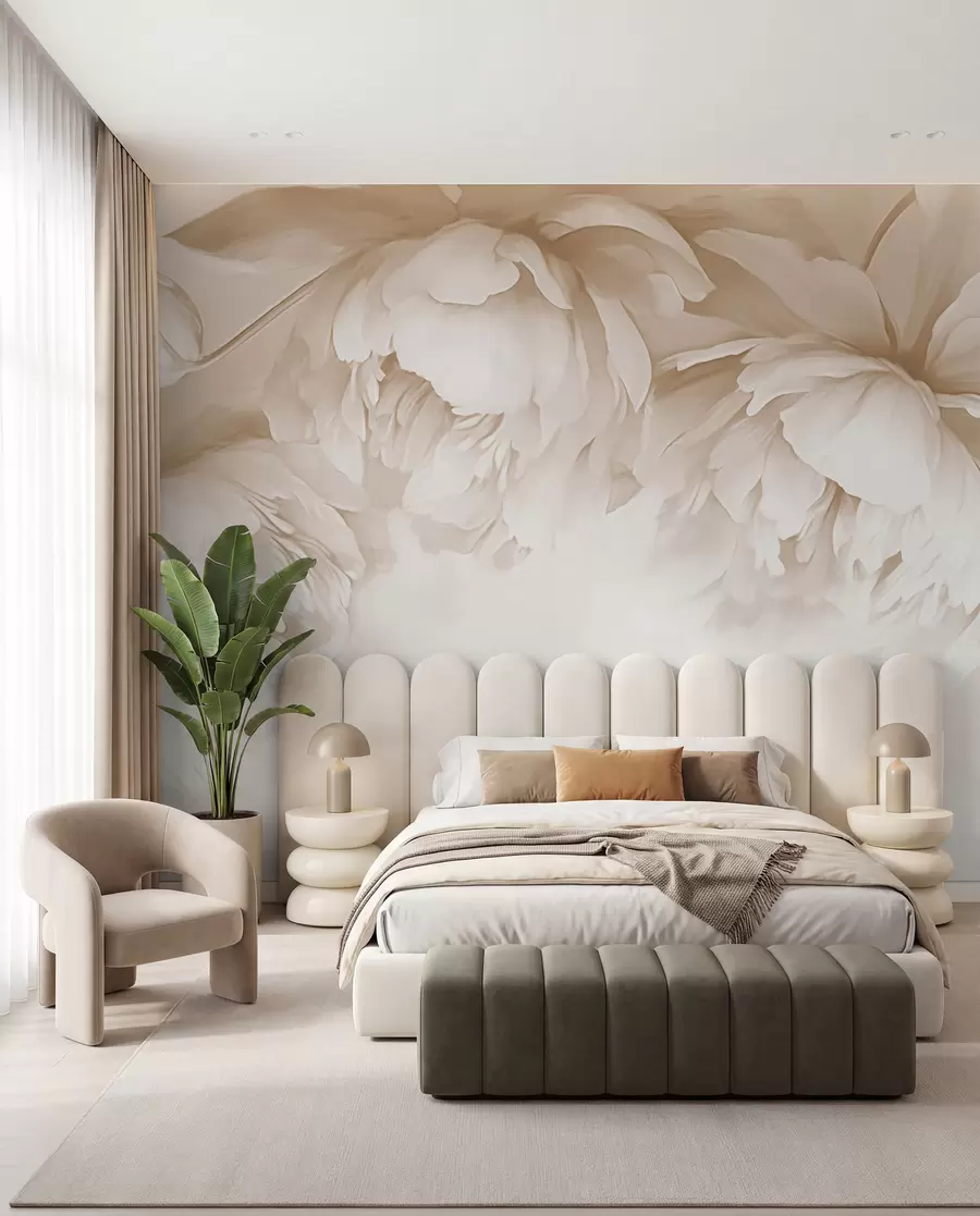 wall murals Krem božuri w03239