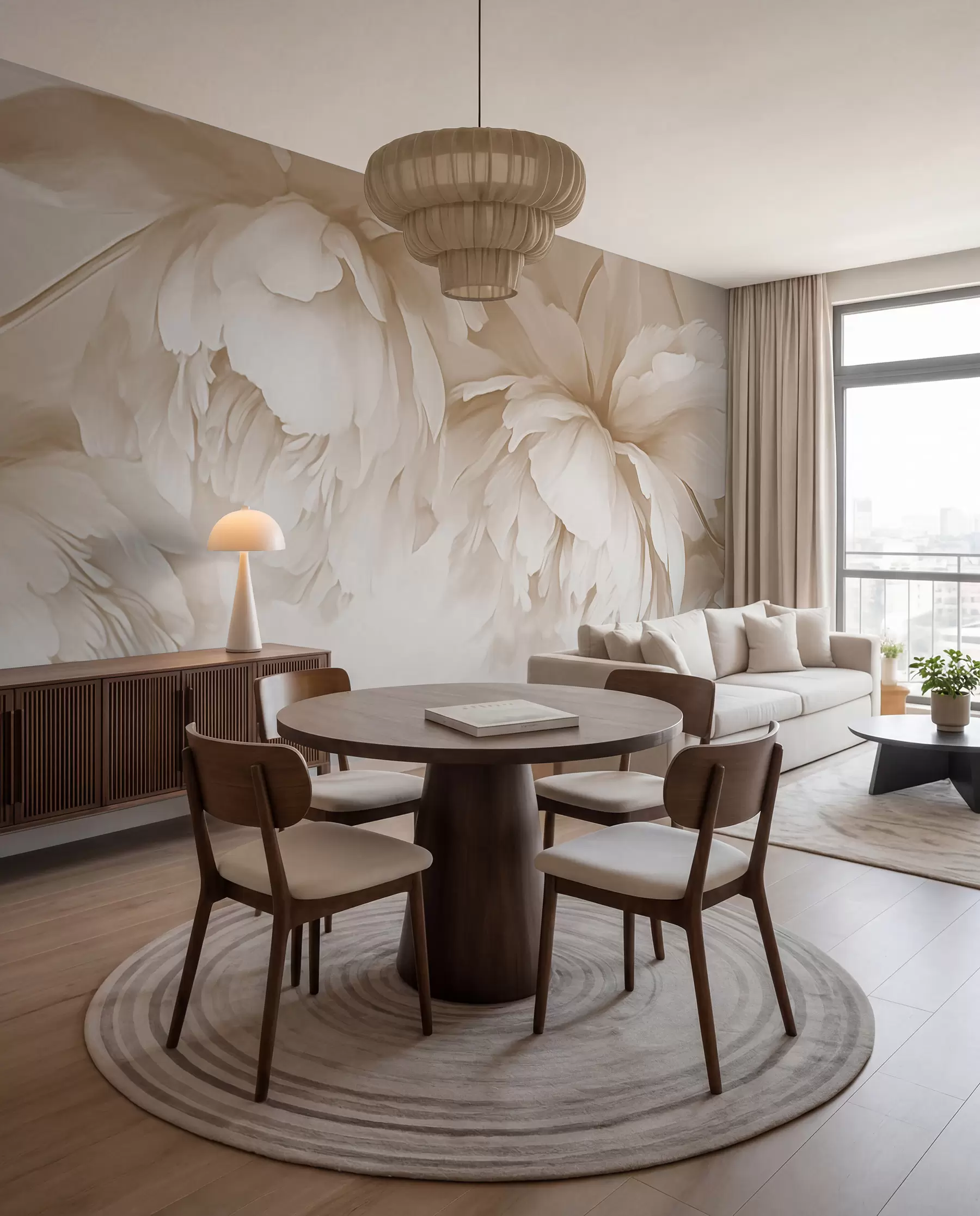 wall murals Krem božuri w03239