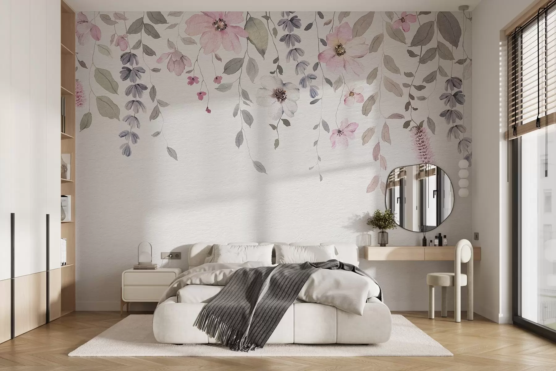 wall murals Висеће акварел цвеће и лишће w03315