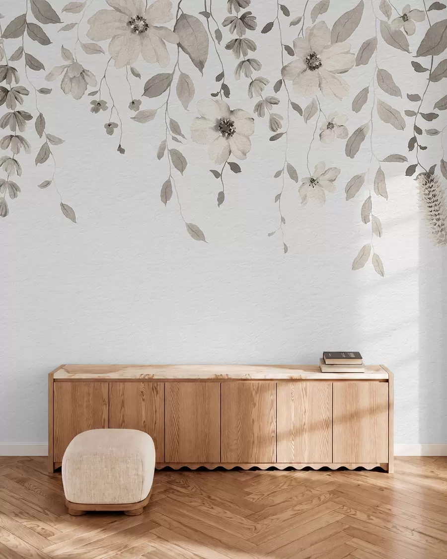 wall murals Висеће акварел цвеће и лишће w03315v1