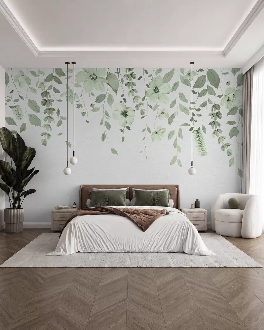 wall murals Viseći cvjetovi u zelenom w03315v2