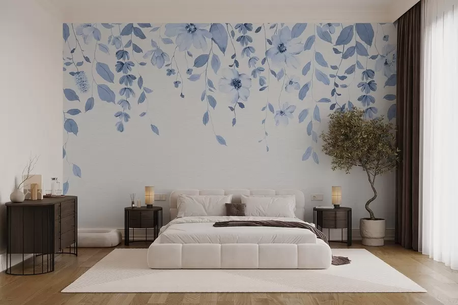 wall murals Висеће акварел цвеће и лишће w03315v3