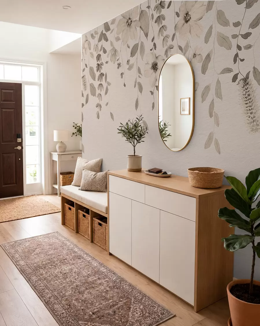 wall murals Висеће акварел цвеће и лишће w03315v4