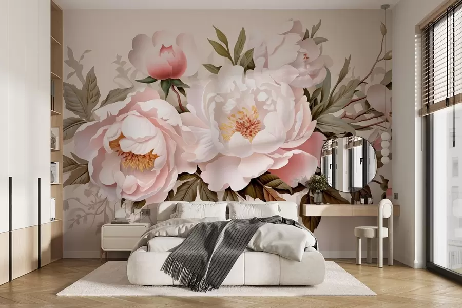 wall murals Светло ружичасти пупољци на ружичастој позадини w08884
