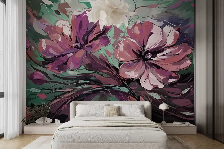 wall murals Велики апстрактни плави и плави цветови w08863v1