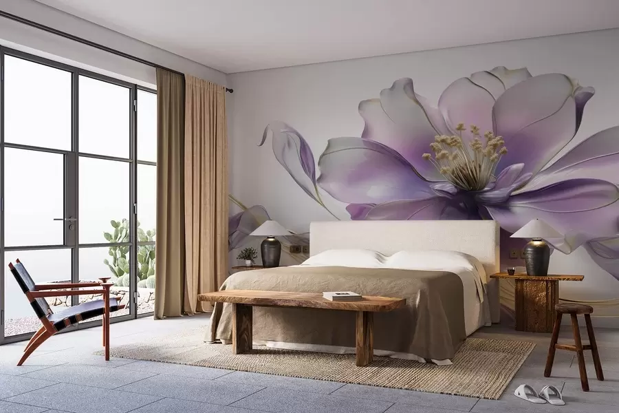 wall murals Велики апстрактни цвет на зиду у лила нијанси w08902v1