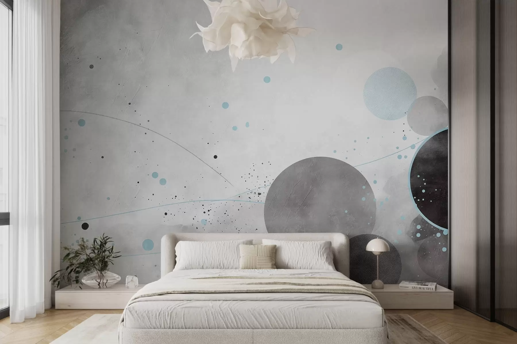 wall murals Кругови и линије на бетонској позадини w08904v1