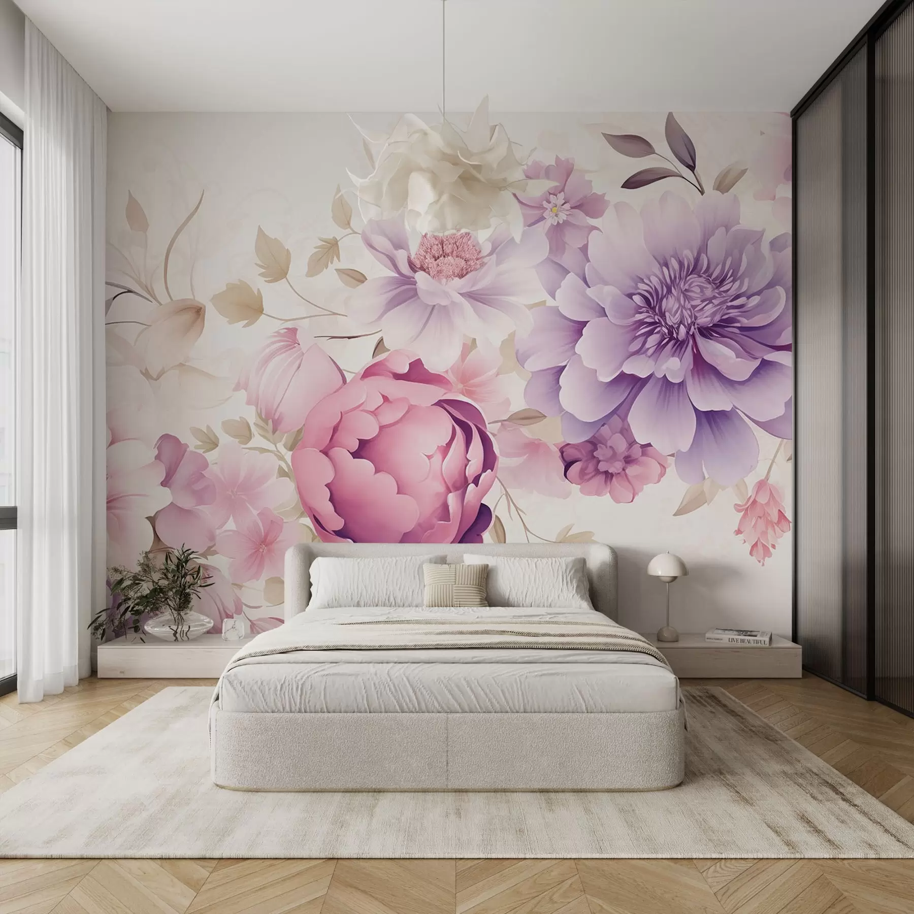 wall murals Велики ружичасти цветови w08905