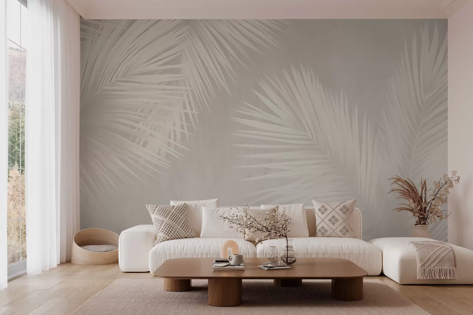 wall murals Листови беле палме w03374