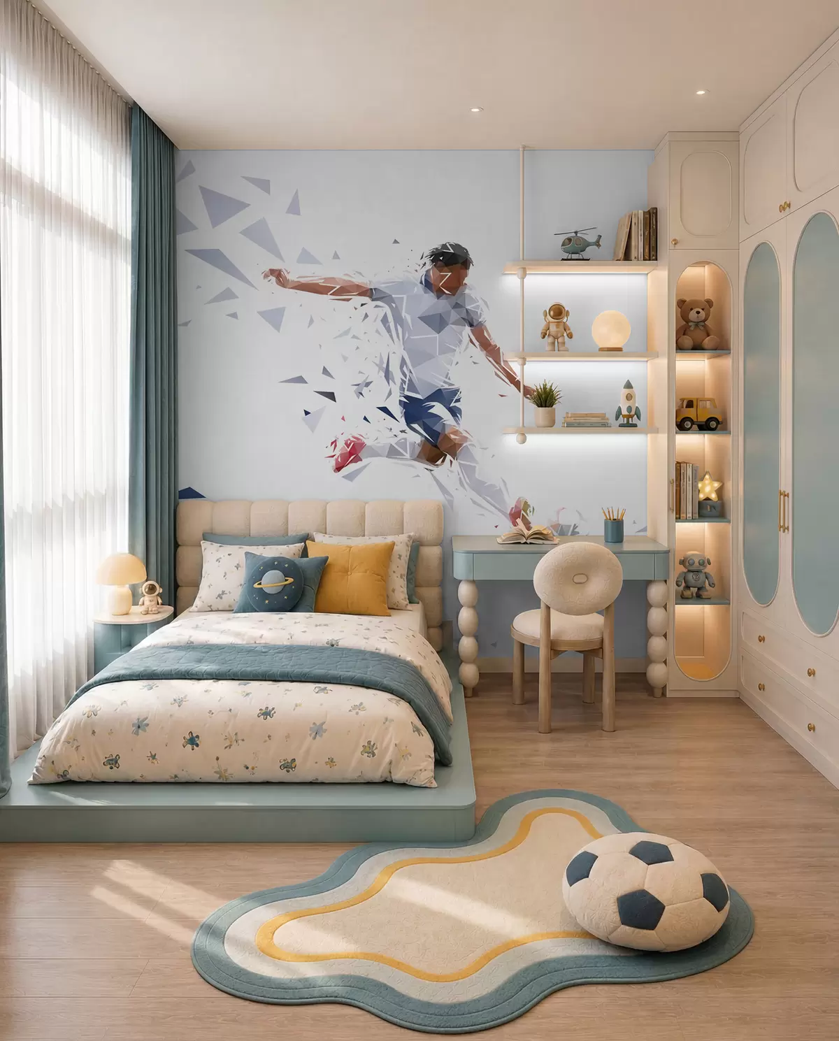 wall murals Fudbal u uglastim oblicima w03289