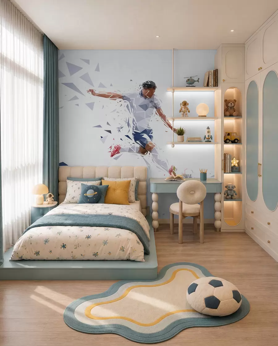 wall murals Fudbal u uglastim oblicima w03289