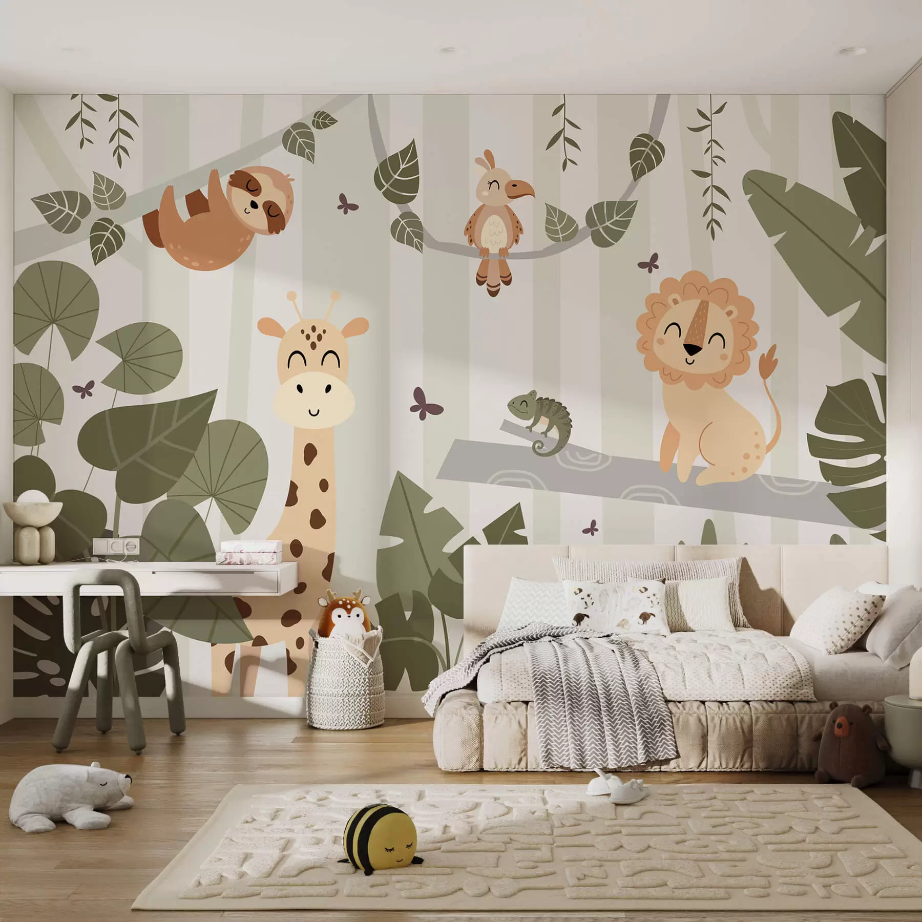 wall murals Пејзаж са тропским животињама w03376