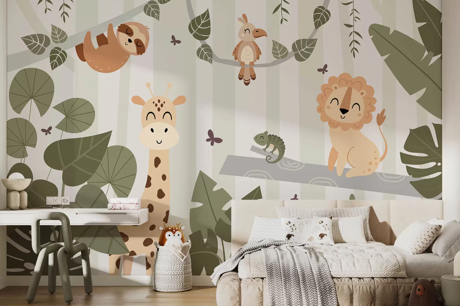 wall murals Пејзаж са тропским животињама w03376