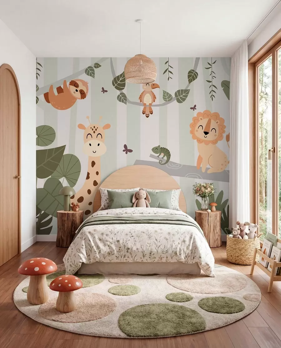wall murals Пејзаж са тропским животињама w03376